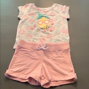 Smile Summer Lemon Floral Tee w/ Pink Shorts 🍋 4T